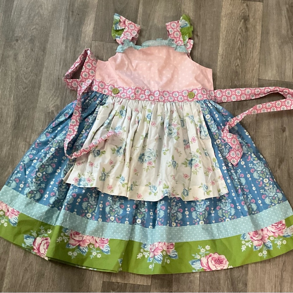Charming Floral Kids Dress in Pink and Blue